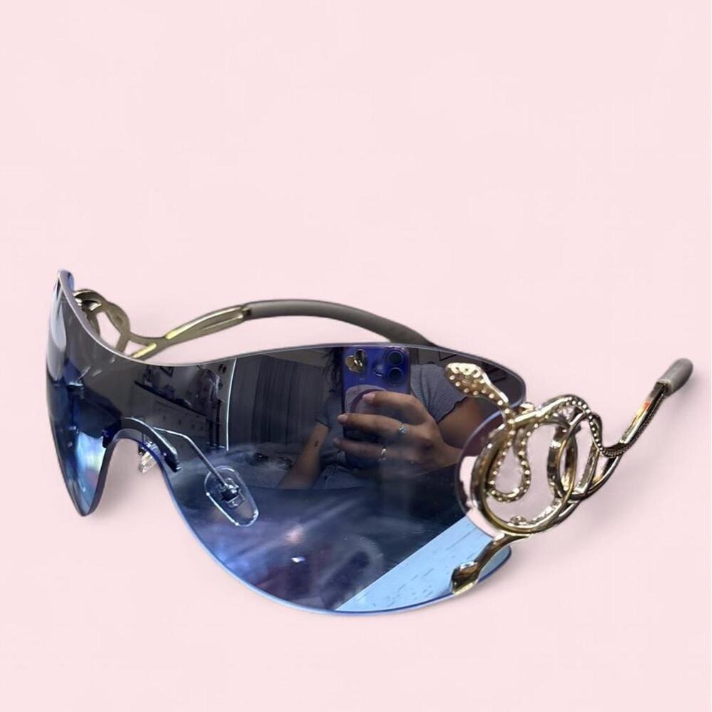 Y2k shield sunglasses w snake